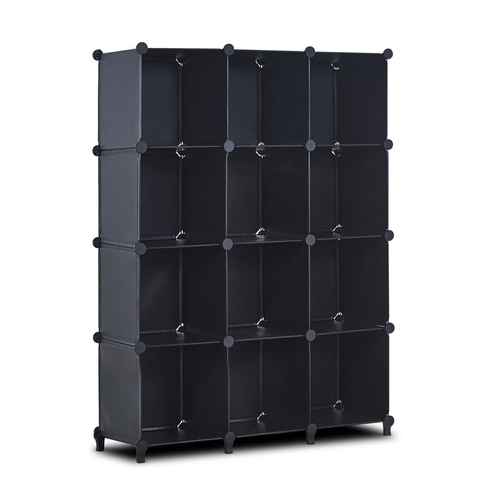 12-Cube Storage Organizer, SESSLIFE Closet Storage and Organizer Cube for Bedroom Living Room Study, DIY Closet Organizer Storage Cabinet Book Shelf Toy Storage, Black, X1532