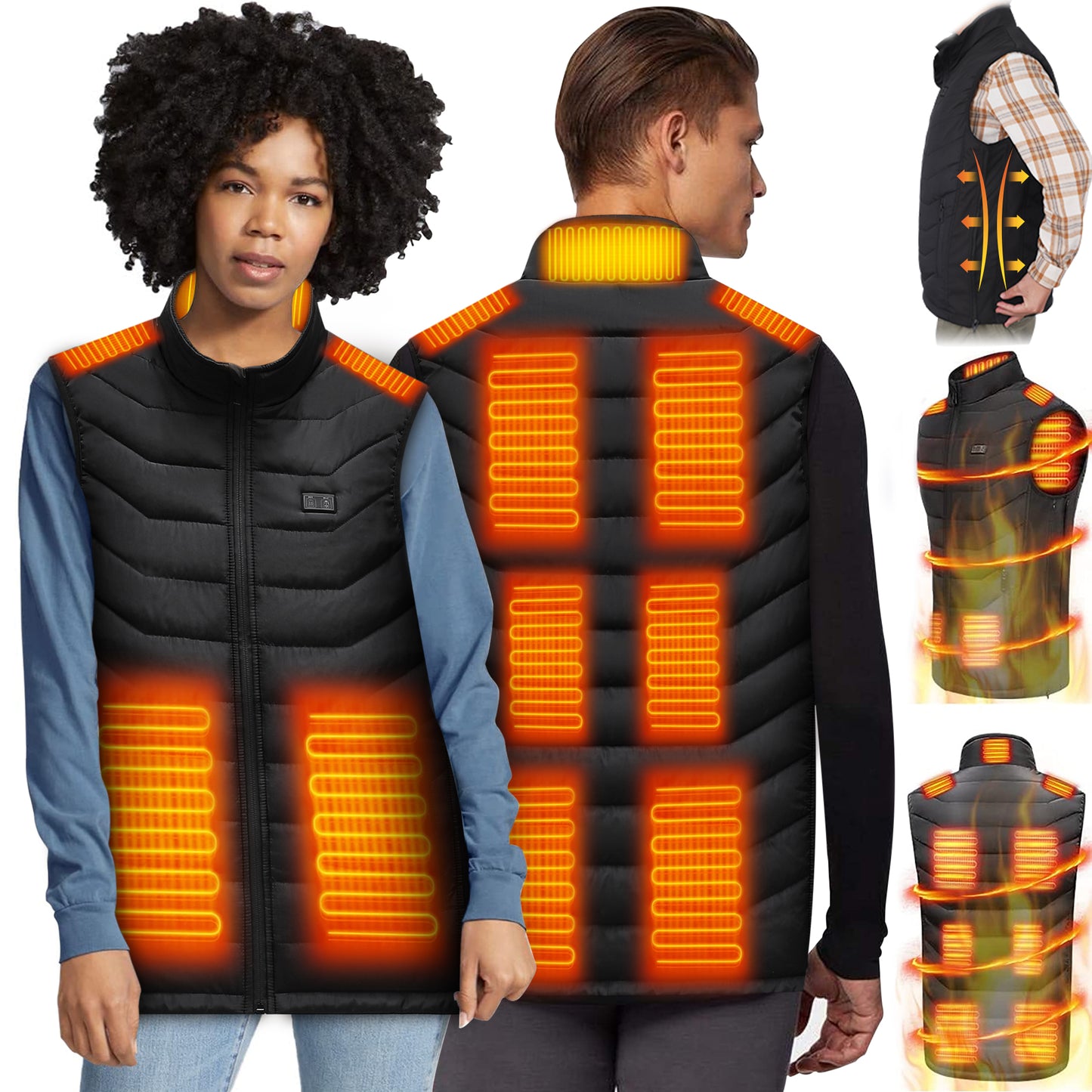 Electric Heated Vest for Men Women, Smart Rechargeable Heating Vest with 11 Heating Zones and 3 Heating Levels, Thermal Vest for Riding/Hunting/Hiking