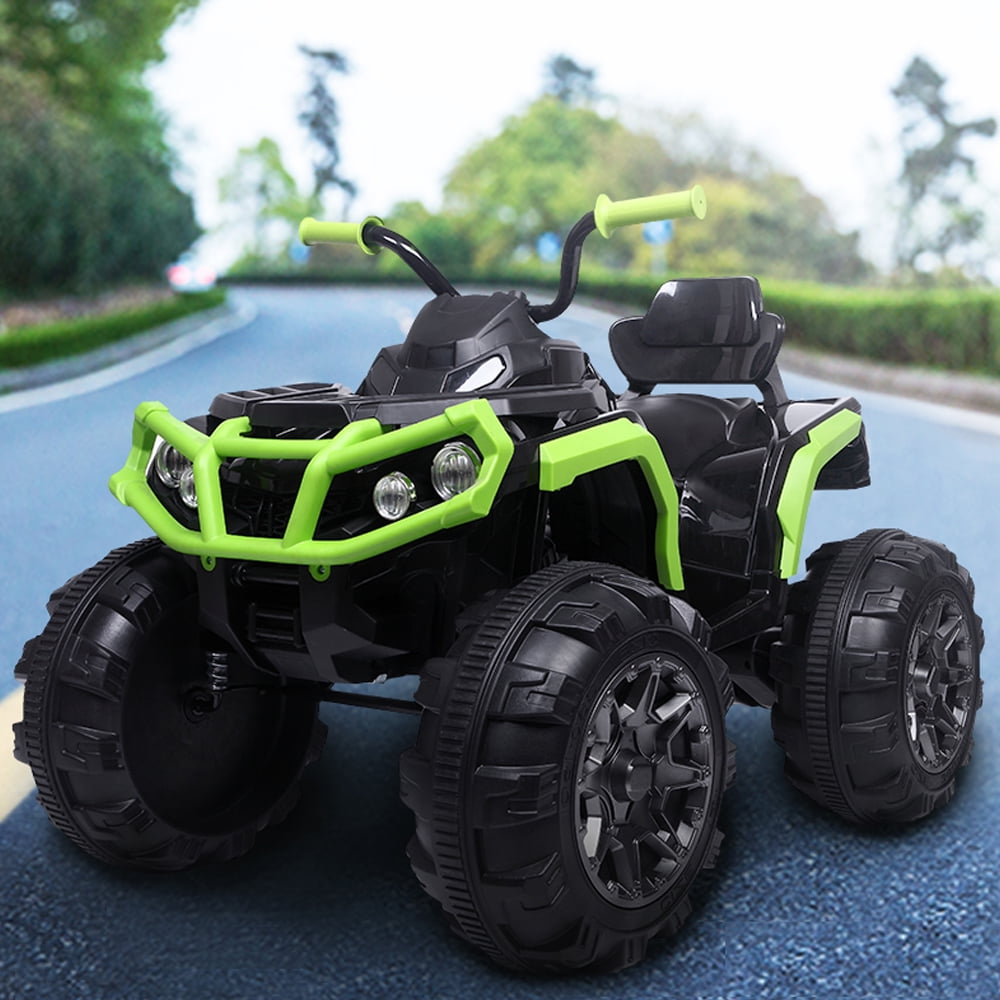 12V Battery Powered Ride on ATV, SESSLIFE Kids Ride on Car w/MP3 Functions, Horn, LED Lights, Slow Start, Electric Vehicles Ride on Toys for Boy Ages 3-5 Christmas Gift, Green, X1420