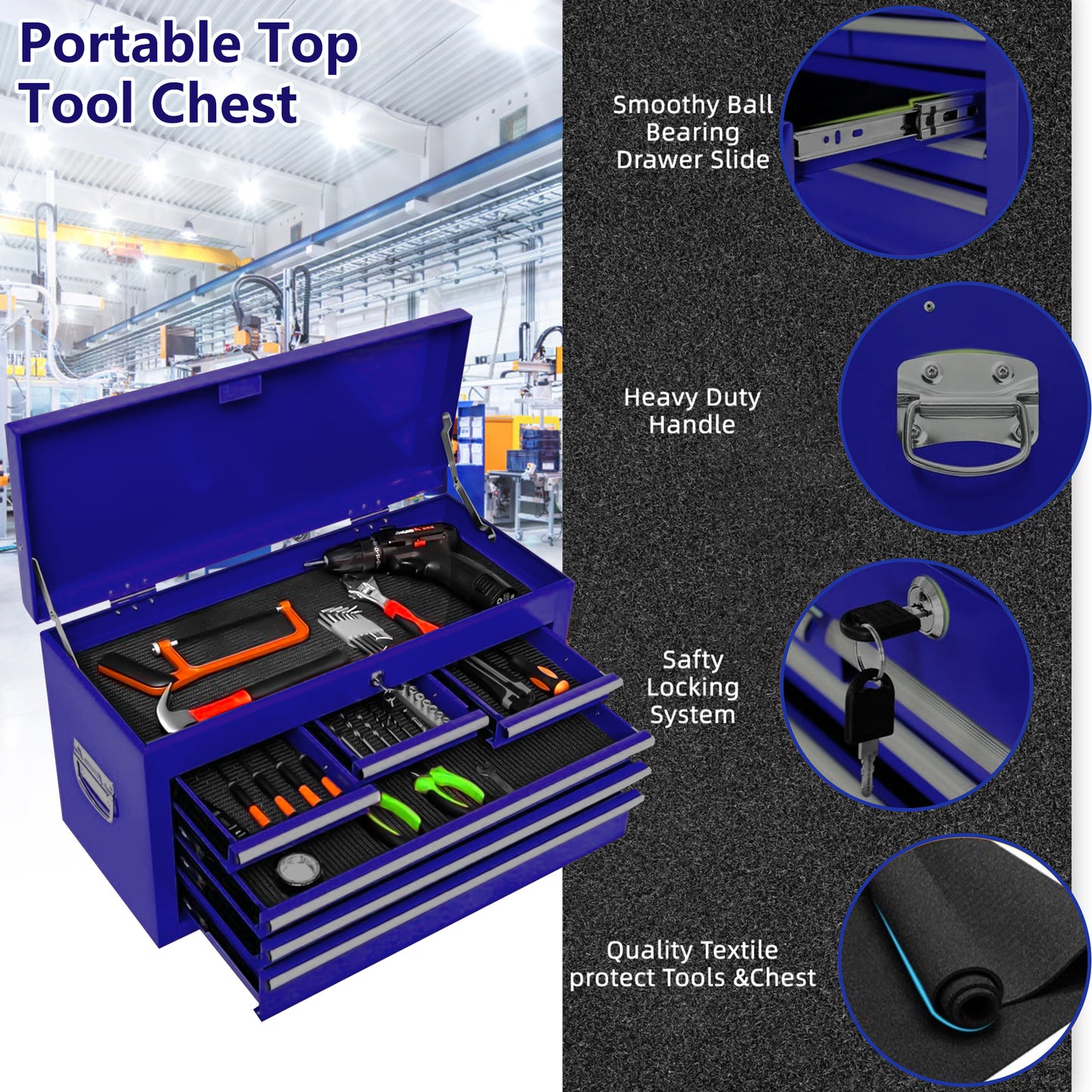 Rolling Tool Box with Wheels and 8 Drawers, High Capacity Rolling Tool Chest with Large Storage Cabinet