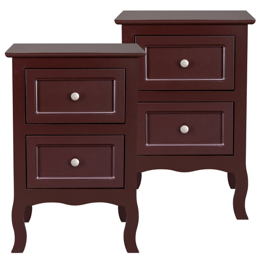 SESSLIFE Nightstand 2 Drawers End Table Storage Wood Cabinet Bedroom Accent Side Table (White)