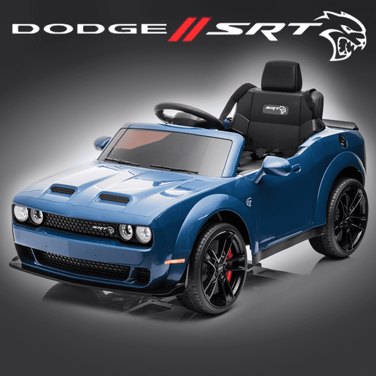 Kids 12V Ride on Toys, Licensed Dodge Challenger Battery Powered Ride on Car with Remote Control, MP3 Player, Radio, Bluetooth, Lights, Electric Car for Boys Girls 2 to 4 Years Birthday Gift, Blue