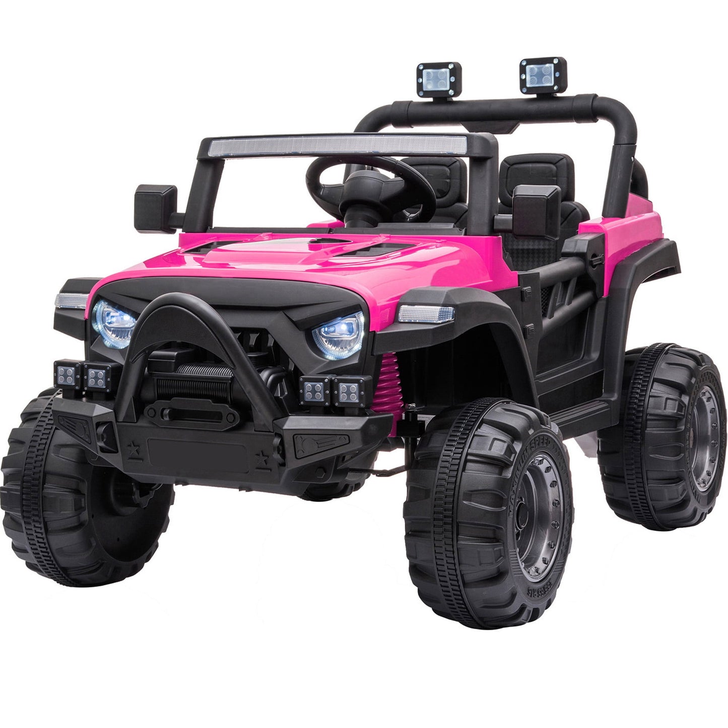 SESSLIFE Ride on Cars for Kids 3-5, 12V Ride on Toy with Remote Control, Four Wheels Ride on Truck w/Lights, MP3 Player, Suspension, Electric Car for Girls Christmas Gift, Rose Red, X1718