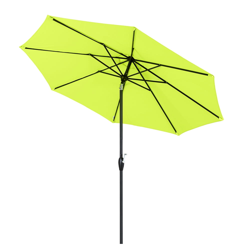 Patio Umbrellas, Sesslife 9' Outdoor Umbrella w/ Tilt Adjustment, UV-Resistant Fabric, 8 Ribs Market Table Umbrella with Crank, Light Green