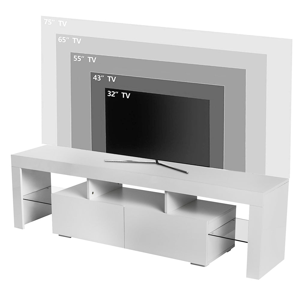 Modern TV Cabinet for 75 Inch TV, Large Television Stand with 16 Color LED Light