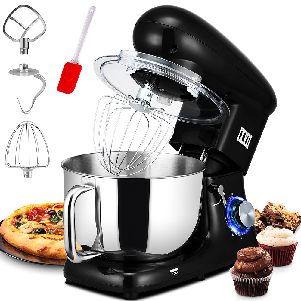 New Upgrade Food Mixer, 7.4 QT Electric Kitchen Mixer, 660W 6-Speed Mixers Kitchen Electric Stand Mixer with Dishwasher-Safe Stainless Steel Bowl, Blender Dough Hook, Whisk for Daily Use
