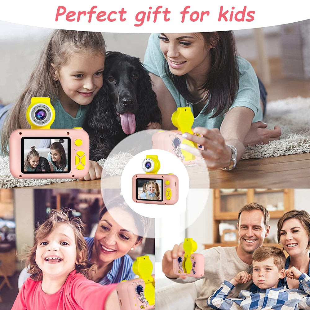 Sesslife Kids Flip Camera for 3-8 Years Old Girls/Boys, Camera Toy for Toddler, HD 1080P Video/Flip Len/with 32GB SD Card/Selfie Camera, Christmas Birthday Gifts Digital Camera for Kids, Pink