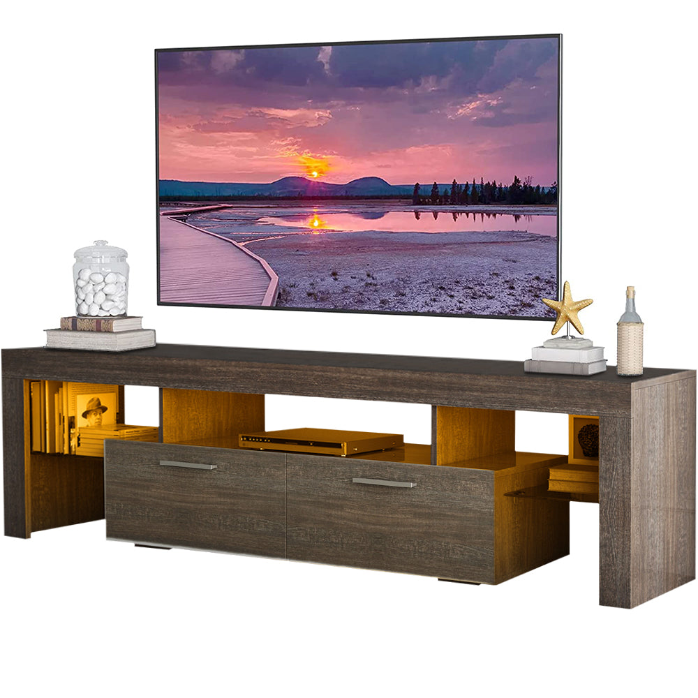 Sesslife TV Stand for 70 Inch TV, High Glossy Front Cabinet with LED Lights, Console Entertainment Center Television Table for 20 Minutes Quick Assembly