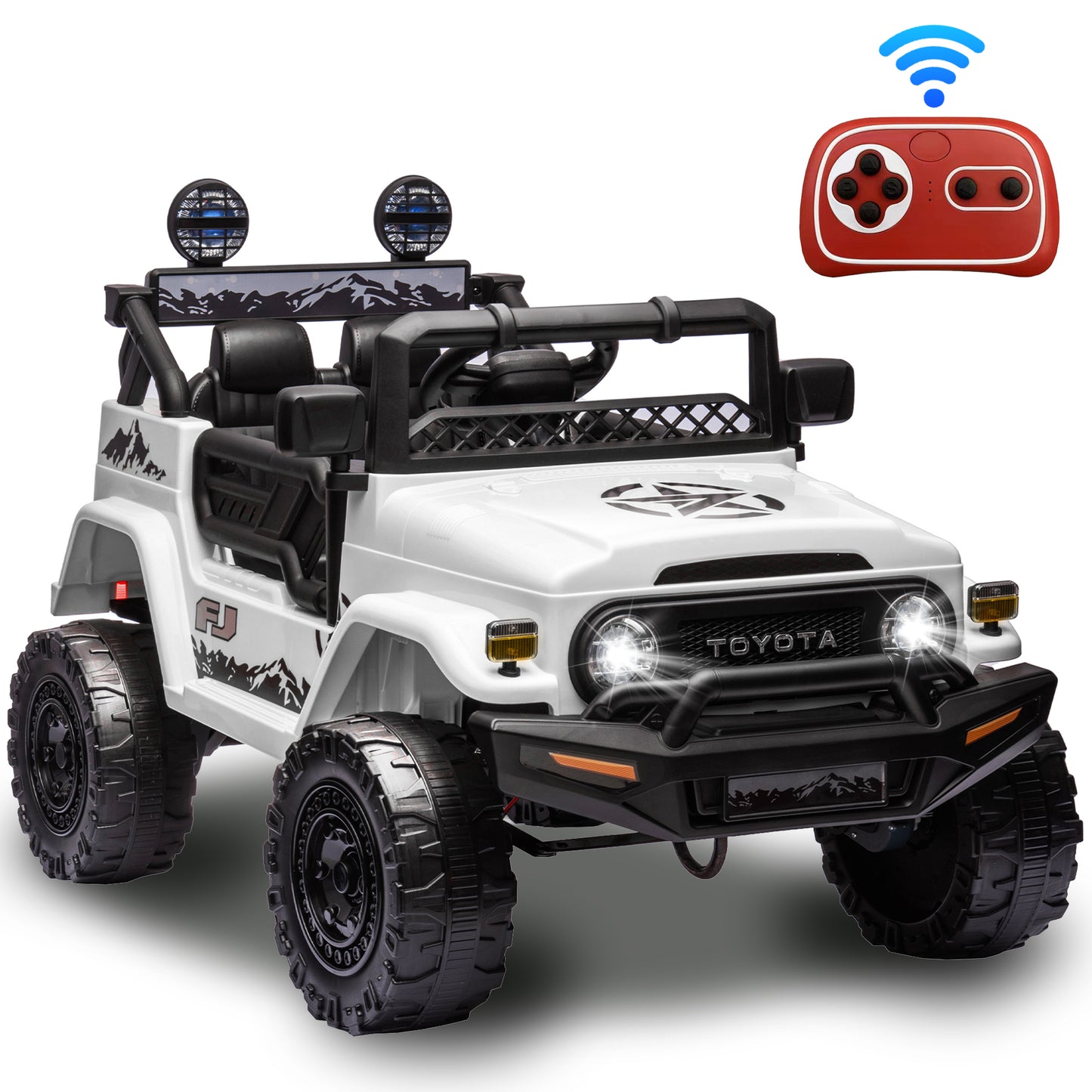 12V Ride on Cars for Kids, Licensed TOYOTA FJ Cruiser Power Ride on Toy with Remote Control, Music Player, Bluetooth, LED Light, 4 Wheel Suspension Electric Ride on Truck for Boys and Girls 3-5 Years