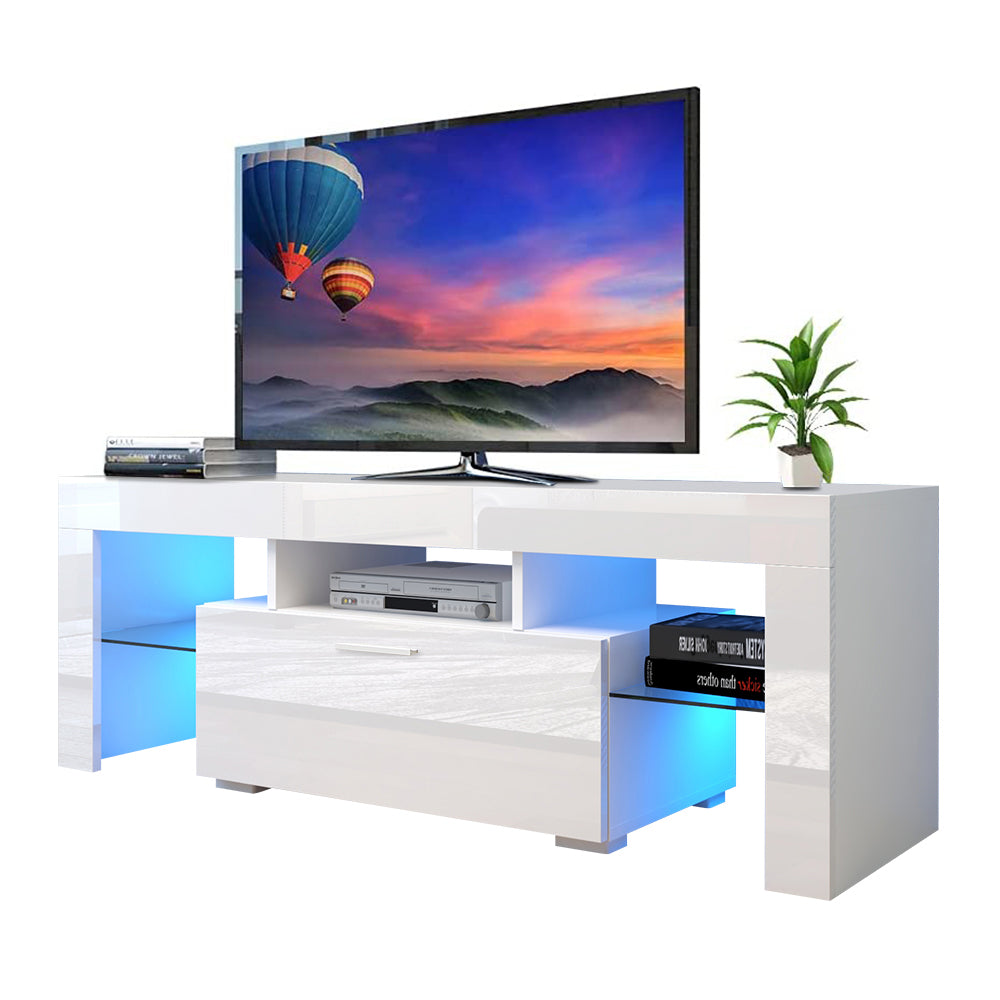 SESSLIFE Storage TV Stand for 70 Inch TV, TV Cabinet with 16 Color LED Light, Living Room Entertainment Center