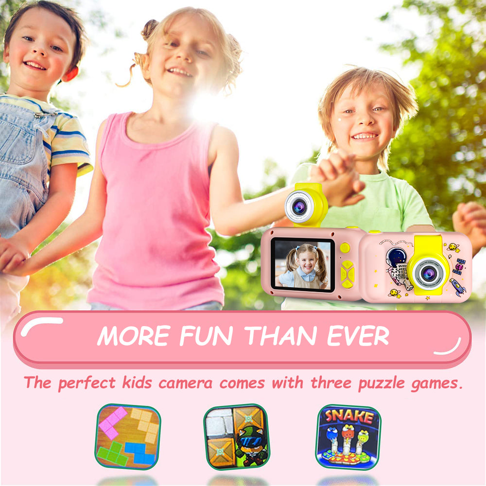 Sesslife Kids Flip Camera for 3-8 Years Old Girls/Boys, Camera Toy for Toddler, HD 1080P Video/Flip Len/with 32GB SD Card/Selfie Camera, Christmas Birthday Gifts Digital Camera for Kids, Pink