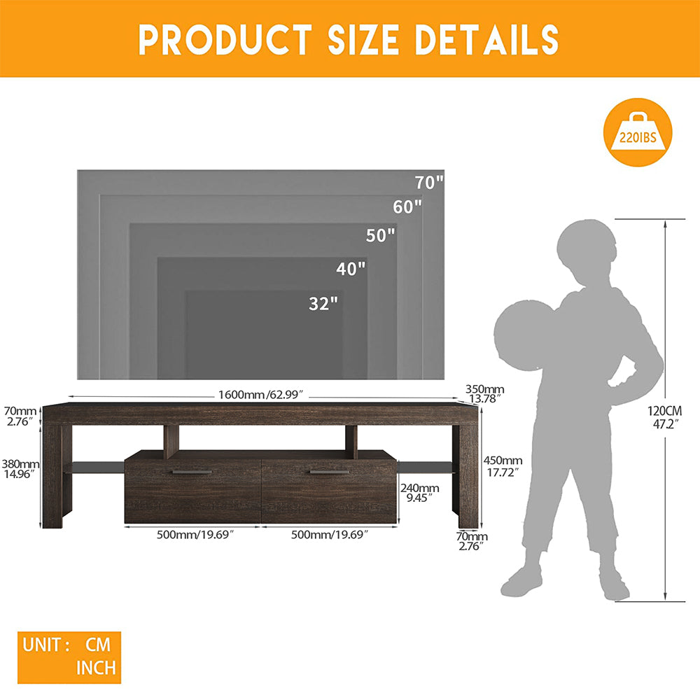 Sesslife TV Stand for 70 Inch TV, High Glossy Front Cabinet with LED Lights, Console Entertainment Center Television Table for 20 Minutes Quick Assembly