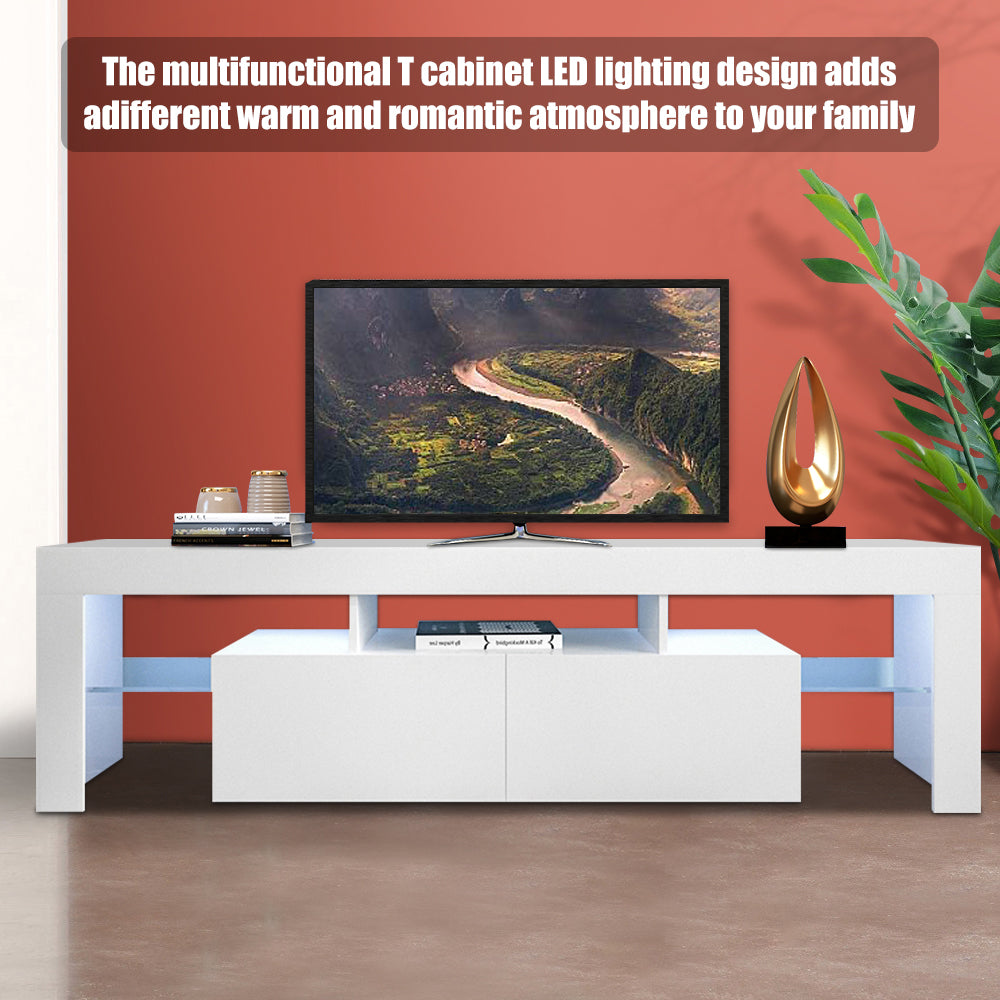 Modern TV Cabinet for 75 Inch TV, Large Television Stand with 16 Color LED Light