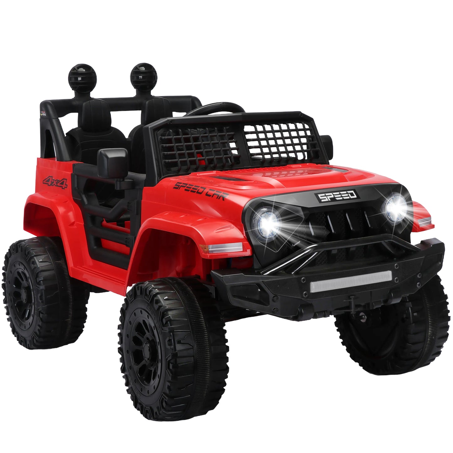 12V Battery Powered Ride on Toys, SESSLIFE Kids Ride on Car with Remote Control, MP3 Player, LED, Bluetooth, 4 Wheel Electric Car for Boys, Kids Ride on Truck for Christmas Birthday Gift, Red