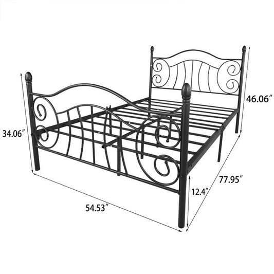 Full Bed Frames, SESSLIFE Metal Platform Bed Frame with Headboard and Footboard, Mattress Foundation, Full Size Bed Frame No Box Spring Needed for Kids Teens Bedroom Dorm, Black, X1859