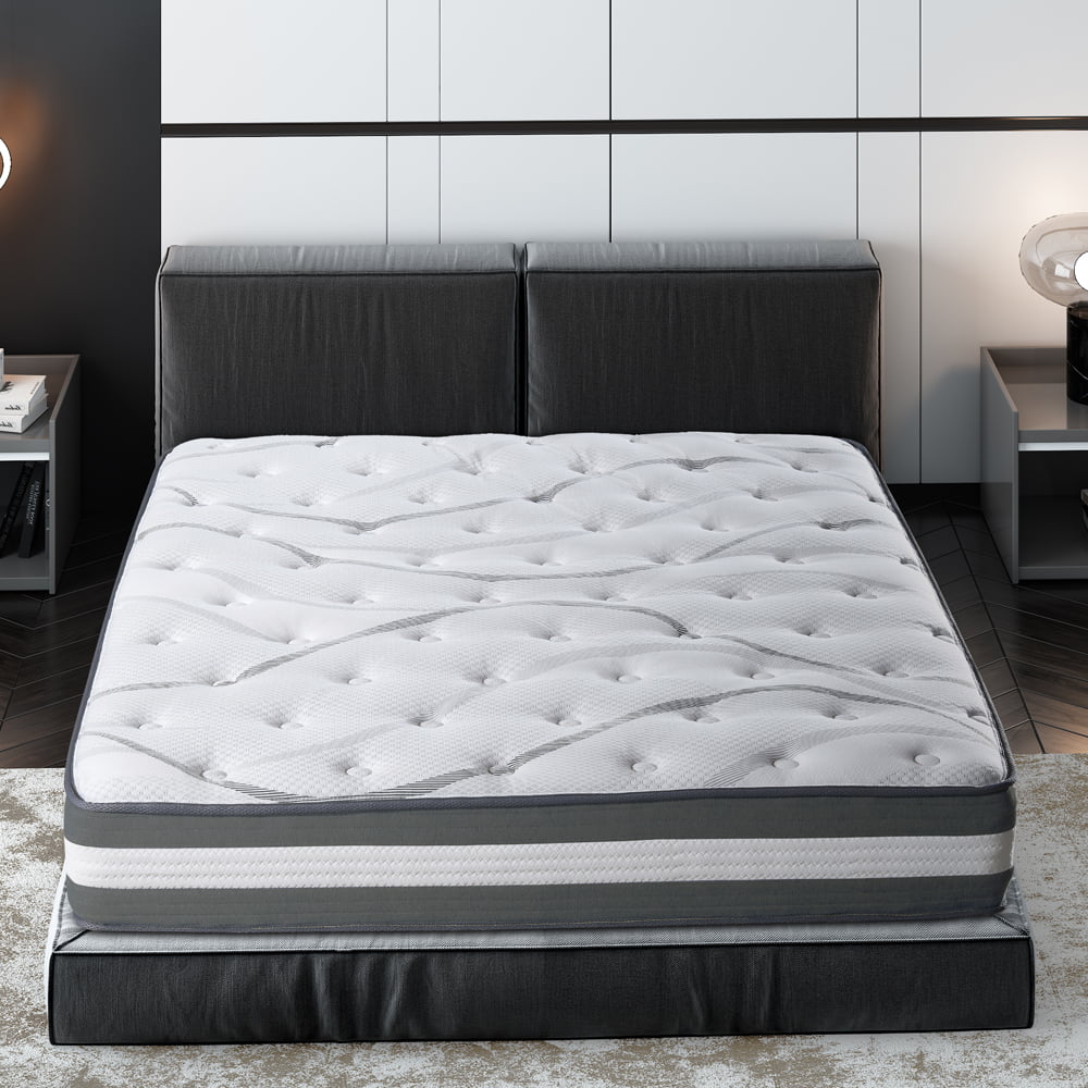 SESSLIFE Queen Size Mattress, 12" Hybrid Pocket Mattress, Breathable Medium-Firm Feel Foam Spring Mattress with Edge Support & Low Motion Transfer Design, White Mattress in a Box, Queen, X2791