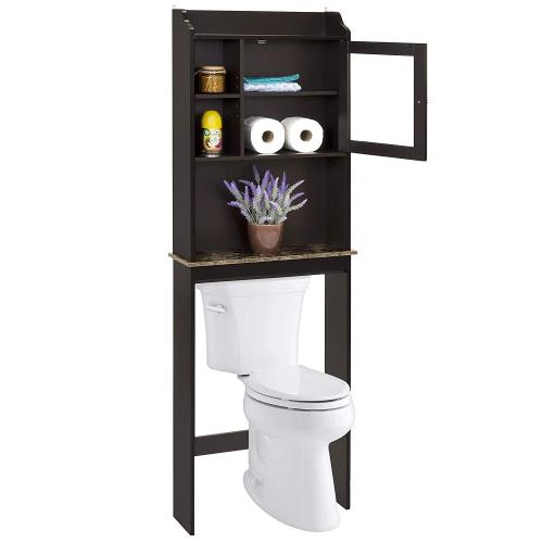 SESSLIFE Bathroom Storage Toilet Space Saver with a Drawer and 2 Shelves, Modern Over The Toilet Space Saver Organization, Wood Storage Cabinet for Home, Bathroom, White