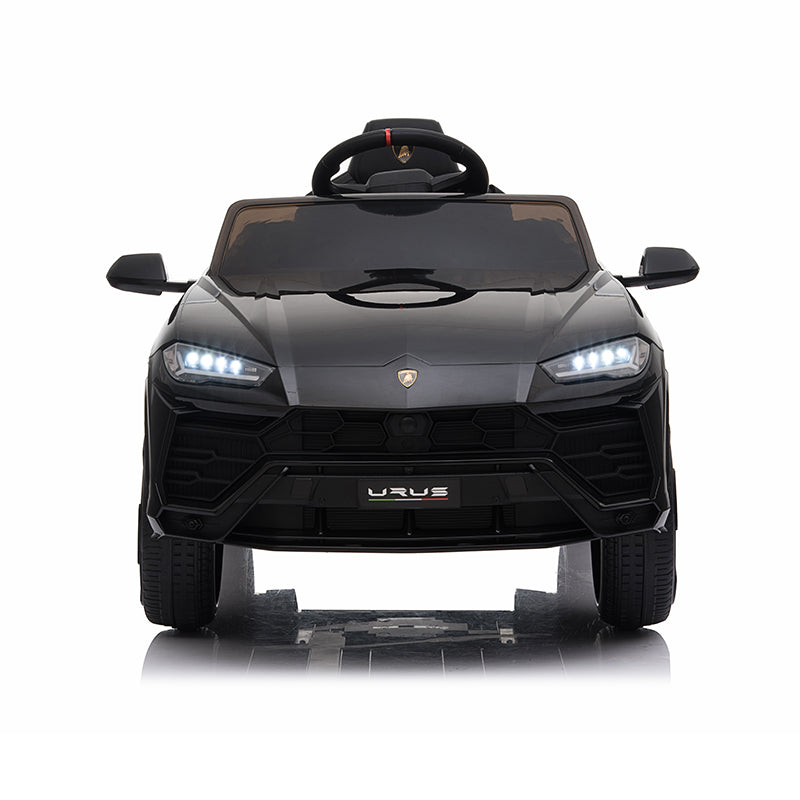 SESSLIFE 12V 7AH Licensed Lamborghini Urus Kids Ride On Car, Electric Vehicle with Remote Control, Horn, Radio, USB Port, AUX, Spring Suspension, Opening Door, LED Light (Black)
