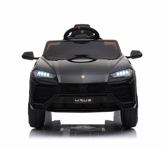 SESSLIFE 12V 7AH Licensed Lamborghini Urus Kids Ride On Car, Electric Vehicle with Remote Control, Horn, Radio, USB Port, AUX, Spring Suspension, Opening Door, LED Light (Black)