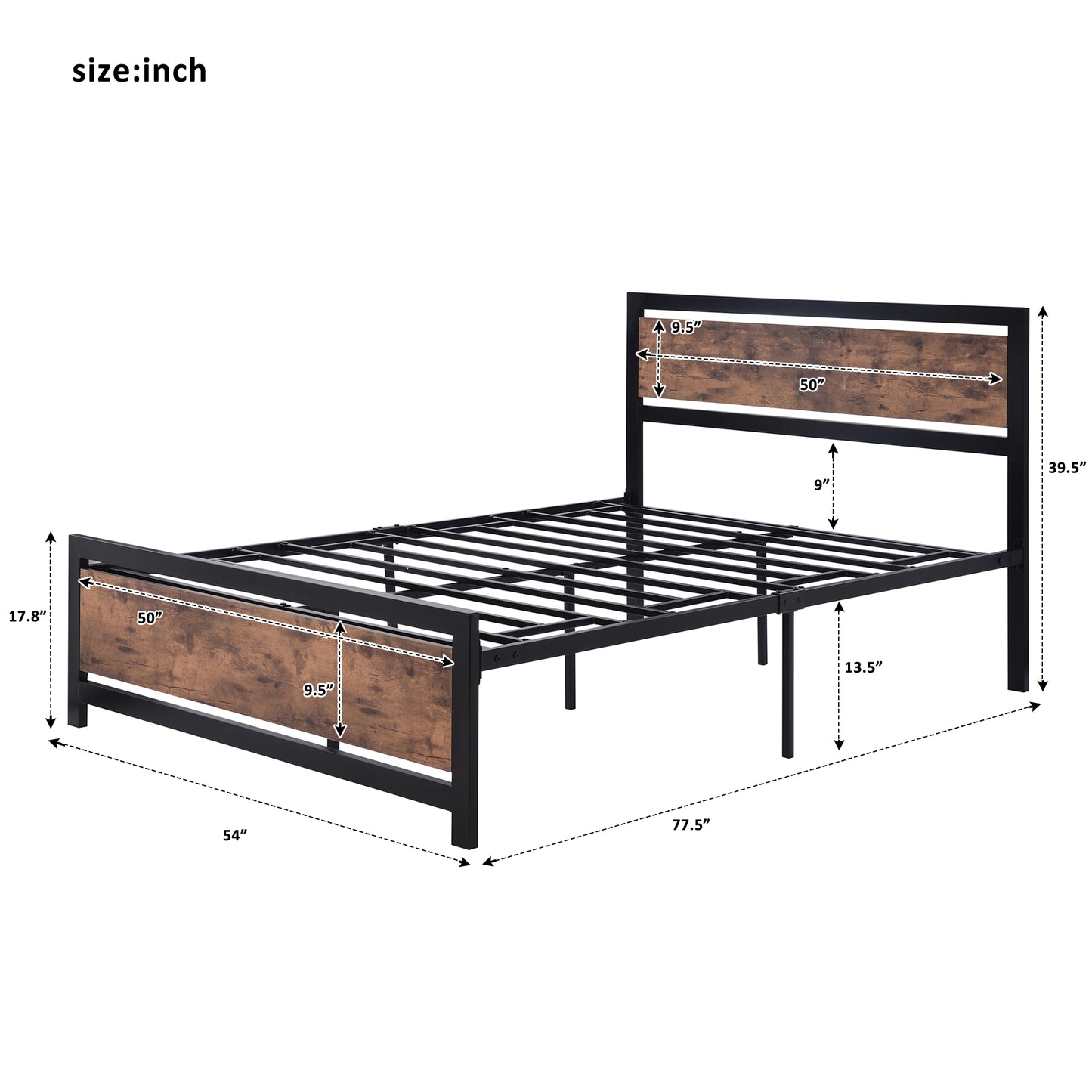 SESSLIFE Black Full Metal Bed Frame, High Metal Platform Bed w/ Wood Headboard, Adults Kids Modern Bed Frame, Mattress Foundation, No Box Spring Needed, Easy Assembly