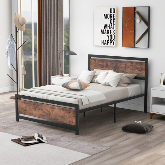 SESSLIFE Black Full Metal Bed Frame, High Metal Platform Bed w/ Wood Headboard, Adults Kids Modern Bed Frame, Mattress Foundation, No Box Spring Needed, Easy Assembly