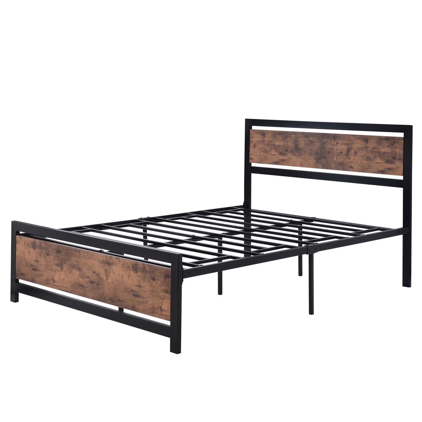 SESSLIFE Black Full Metal Bed Frame, High Metal Platform Bed w/ Wood Headboard, Adults Kids Modern Bed Frame, Mattress Foundation, No Box Spring Needed, Easy Assembly