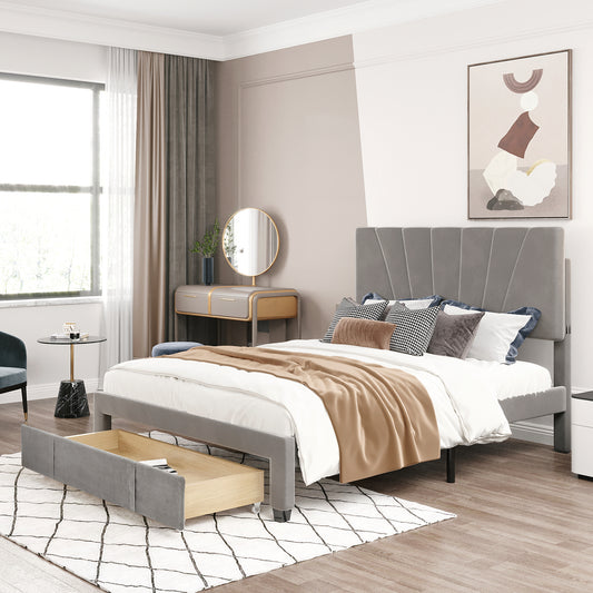Sesslife Queen Bed Frame with Soft Upholstered Headboard, Platform Bed Frame with Wood Salt Support, Bedroom Furniture, Adults Kids Modern Bed Frame, No Box Spring Needed, Easy Assembly