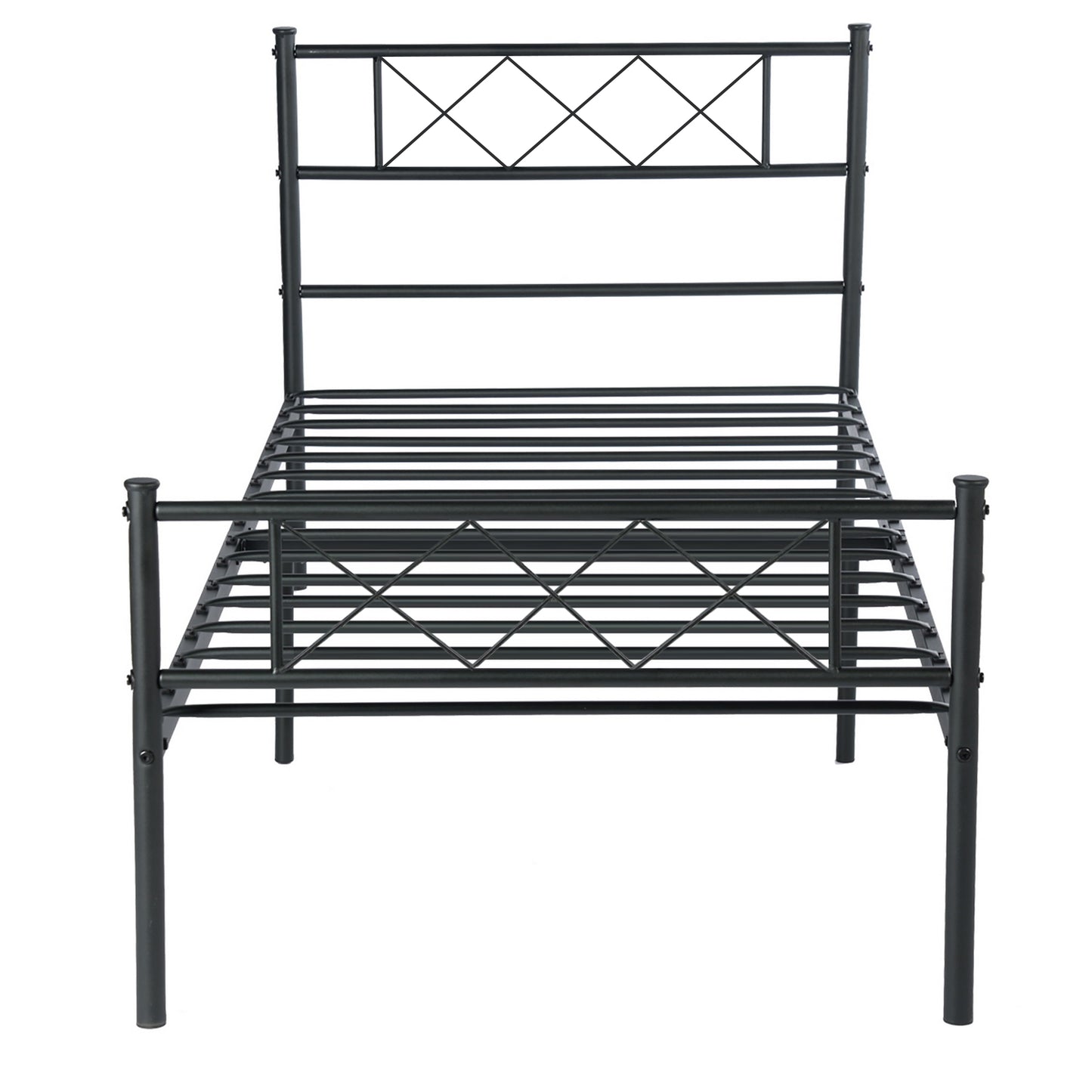 SESSLIFE Vintage Sturdy Twin Size Metal Bed Frame with Headboard and Footboard, Basic Bed Frame No Box Spring Needed (Twin, Black)