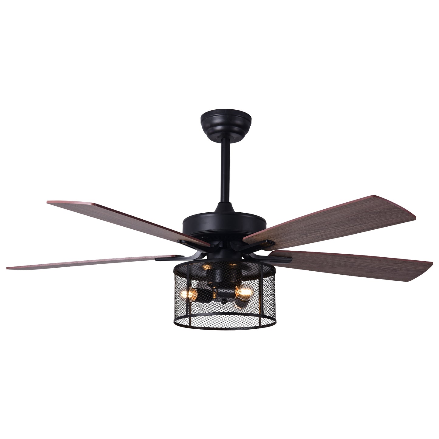 52" Ceiling Fan with Remote and Light, 5 Plywood Blades Ceiling Fans,  Black, DT27