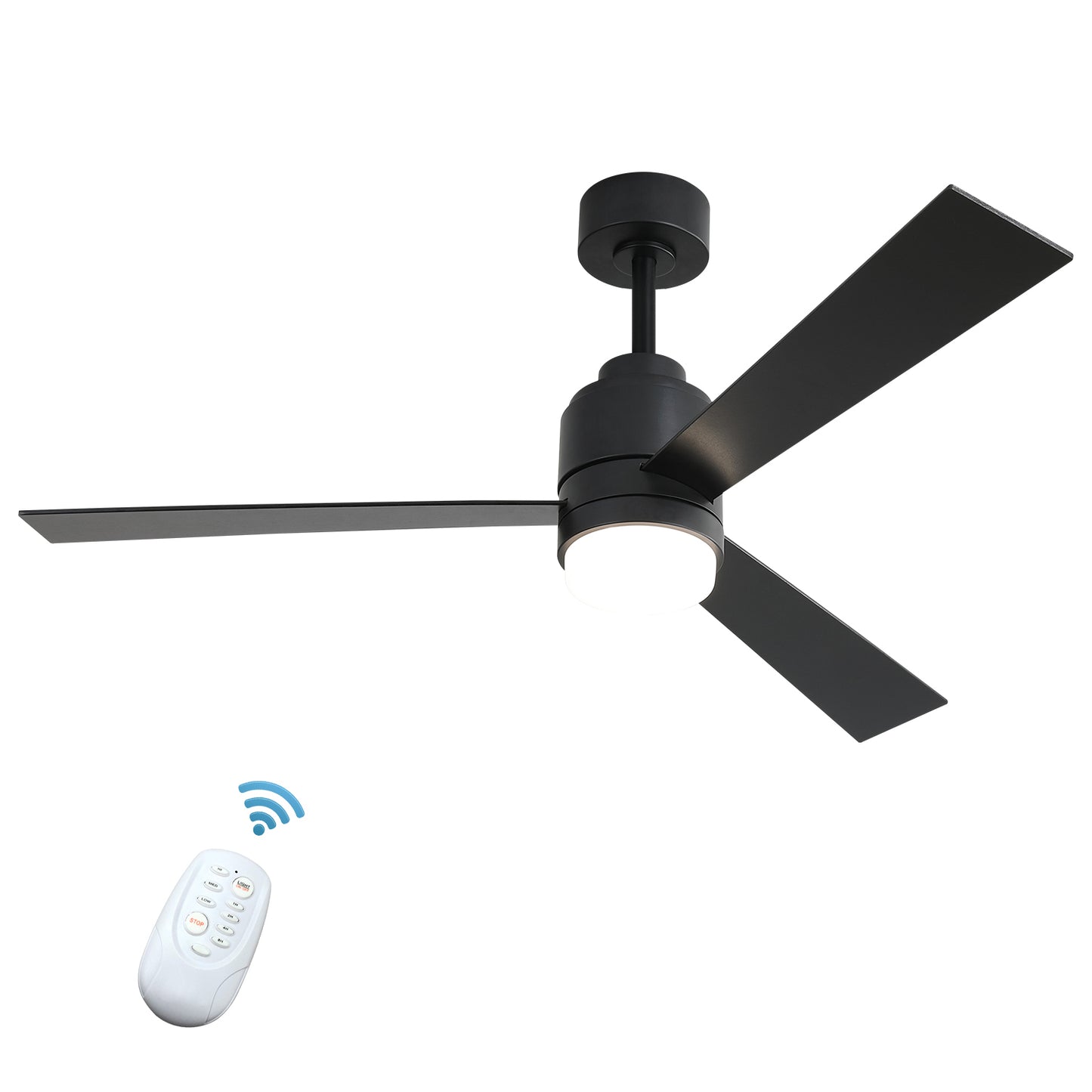 52" Ceiling Fan with Remote and Light, 5 Plywood Blades Ceiling Fans,  Black, DT27