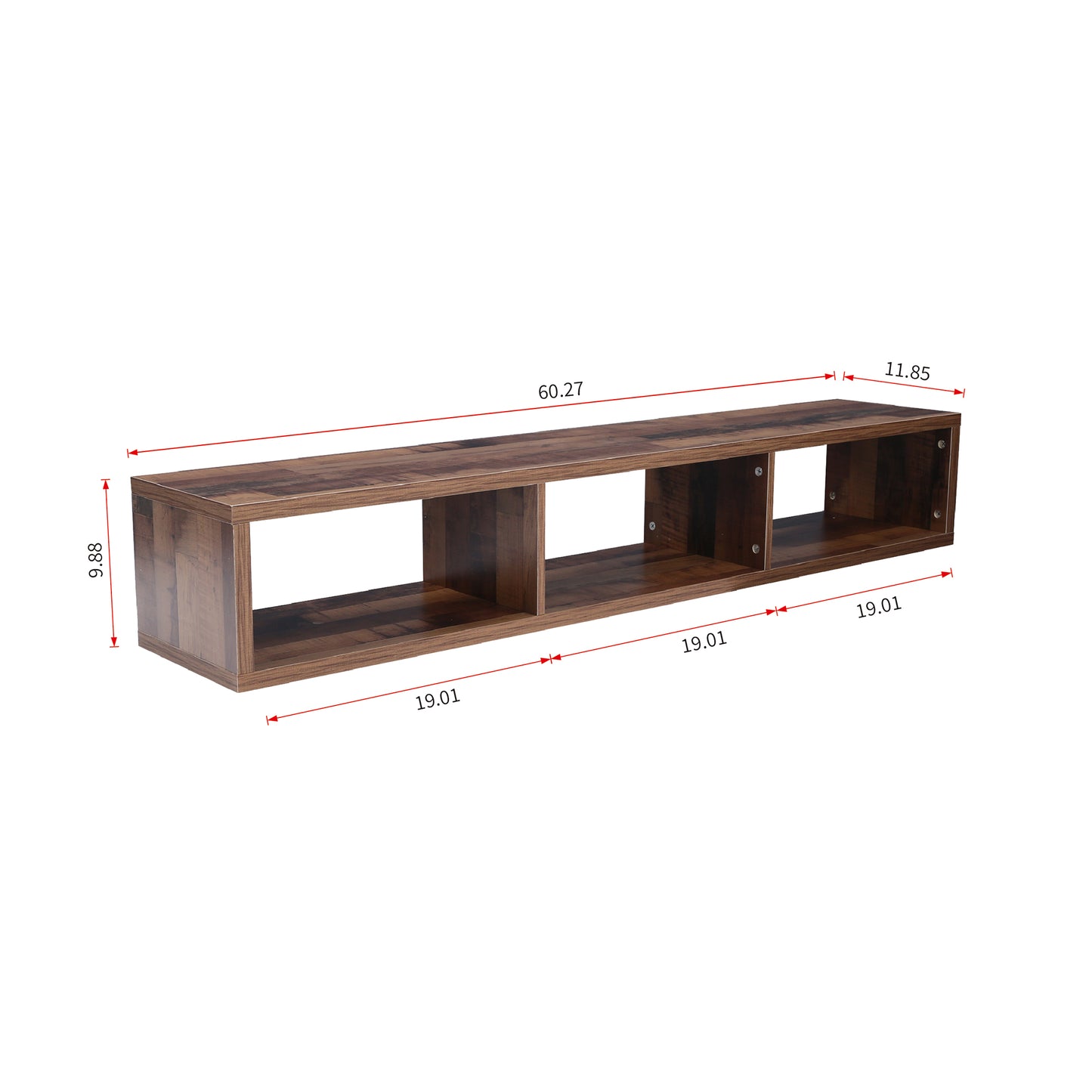 Sesslife Floating TV Shelf Wall Mounted for 65''TV, Modern Wood Wall Mounted TV Stand Entertainment Center Media Console, TV Stand with Open Compartments for Living Room, Brown