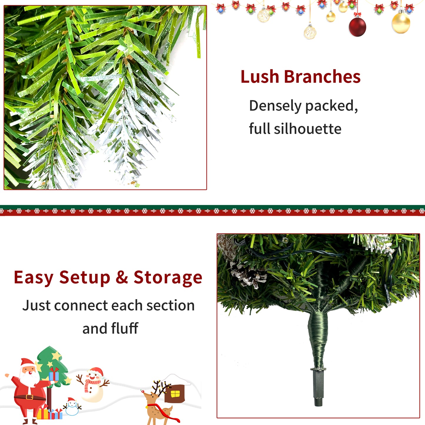 SESSLIFE 4pc Christmas Decoration Set, 2 Pre-lit Christmas Trees(4ft), 9ft Garland and 20in Diameter Wreath, Indoor Outdoor Christmas Decoration for Home Party Office, Green