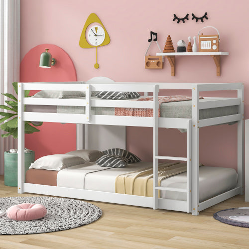 Wood Triple Bunk Bed Frame for Kids, 3 Twin Bed Triple Floor Bunk Bed, Wood Detachable 3 Bed Frame, No Spring Box Needed, Easy Assembly