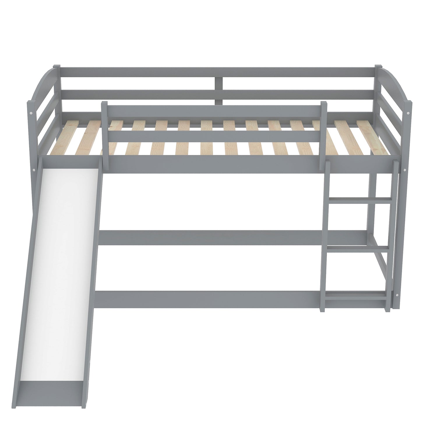 Twin Over Twin Bunk Bed, Wooden Bunk Bed with Convertible Slide and Durable Ladder, High Guardrail Kid Bed Frame, DT46