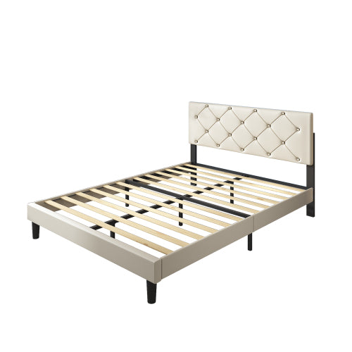 SESSLIFE Twin Bed Frame with Soft Upholstered Headboard, Platform Bed Frame with Wood Salt Support, Bedroom Furniture, Adults Kids Modern Bed Frame, No Box Spring Needed, Easy Assembly