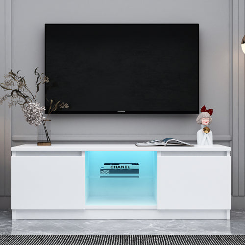 SESSLIFE LED TV Stand for UP 43 Inch TVs, Wooden Entertainment Center Combination TV Cabinet with 2 Storage Drawers, TV Console Stand Bookcase for Living Room Office