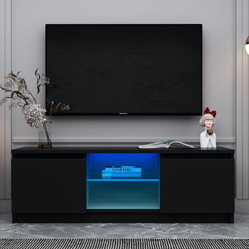 SESSLIFE LED TV Stand for UP 43 Inch TVs, Wooden Entertainment Center Combination TV Cabinet with 2 Storage Drawers, TV Console Stand Bookcase for Living Room Office