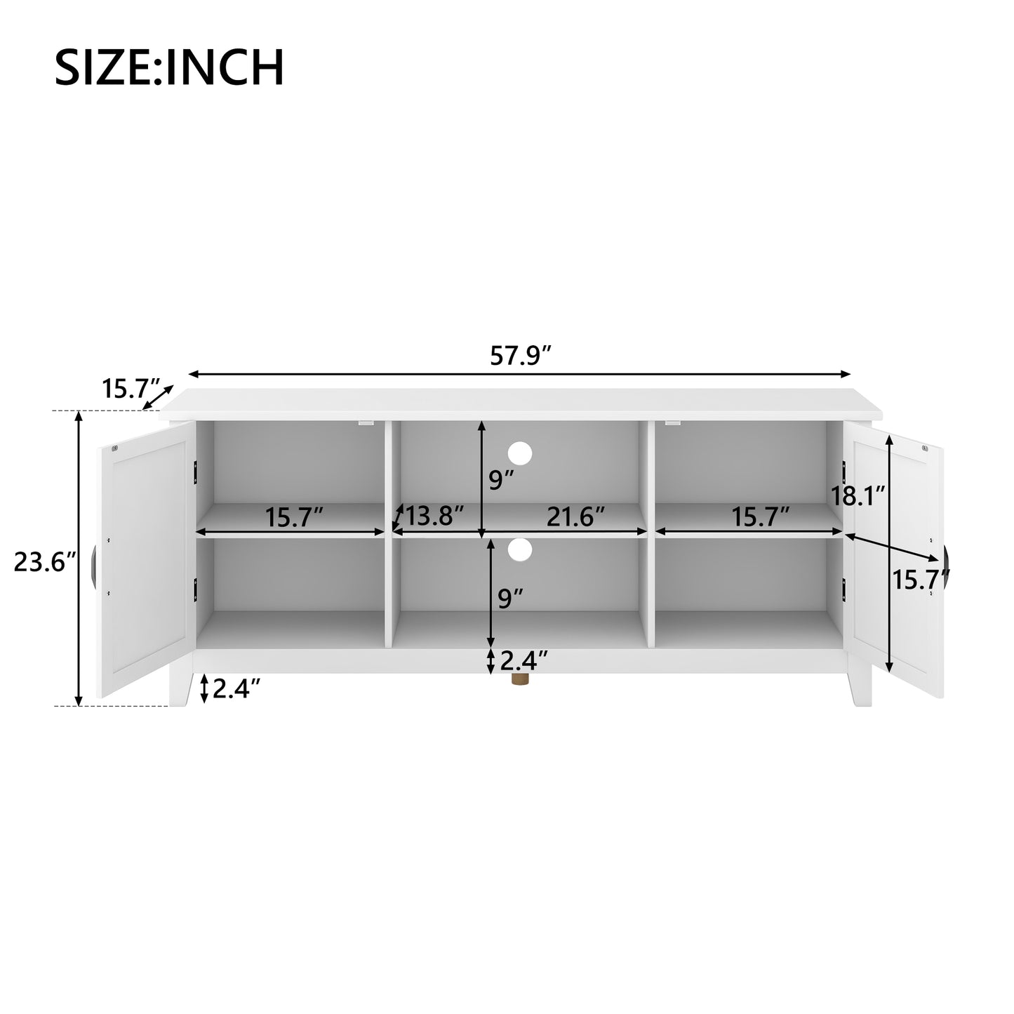 Sesslife Modern Minimalist TV Cabinet for 60 inch TV stand, TV & Media Furniture with Storage, Media Table for Living Room, Bedroom, White