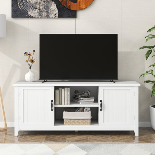 Sesslife Modern Minimalist TV Cabinet for 60 inch TV stand, TV & Media Furniture with Storage, Media Table for Living Room, Bedroom, White