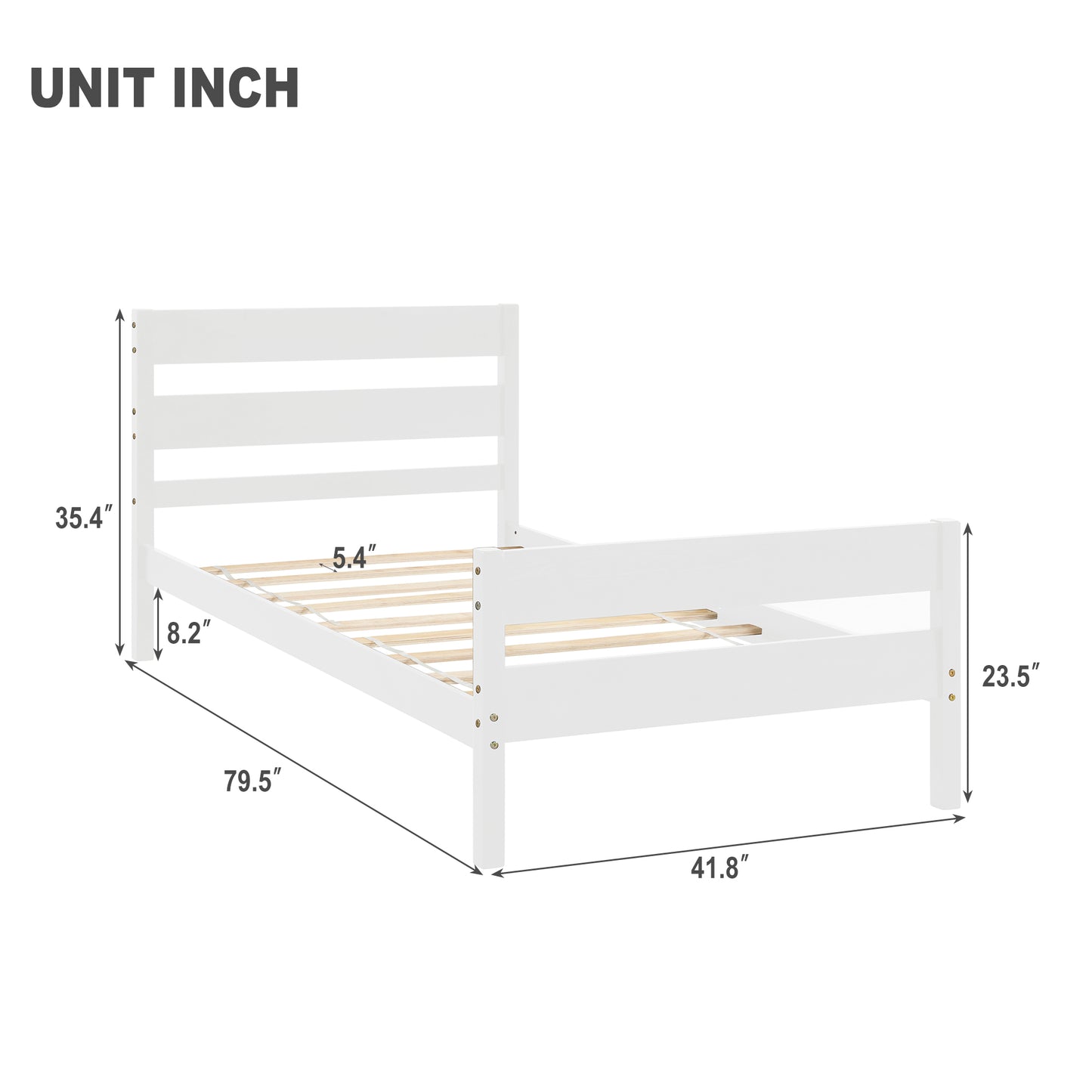 SESSLIFE White Twin Wood Bed Frame, Wood Platform Bed w/ Headboard, Adults Kids Modern Bed Frame, Mattress Foundation, No Box Spring Needed, Easy Assembly