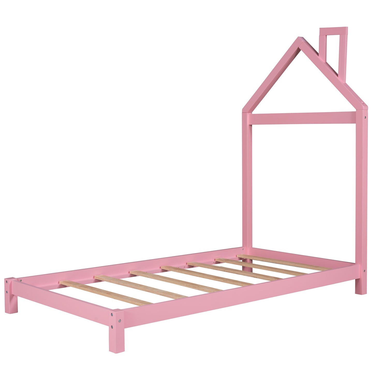 SESSLIFE Twin Bed Frame with House-shaped Headboard, Pink Platform Bed Frame Twin with Strong Wood Support, Hold 250 LBS, Sturdy and Durable, Noise-Free, Easy Assembly