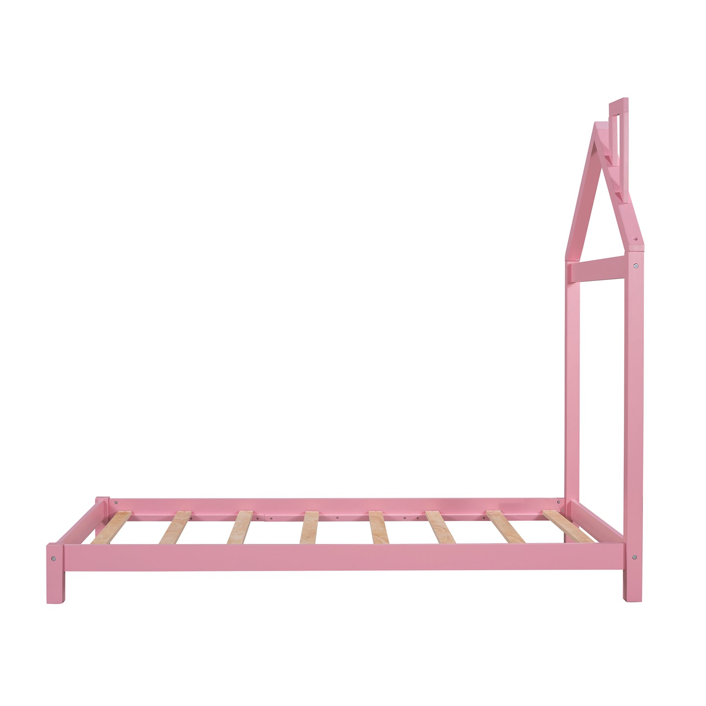 SESSLIFE Twin Bed Frame with House-shaped Headboard, Pink Platform Bed Frame Twin with Strong Wood Support, Hold 250 LBS, Sturdy and Durable, Noise-Free, Easy Assembly