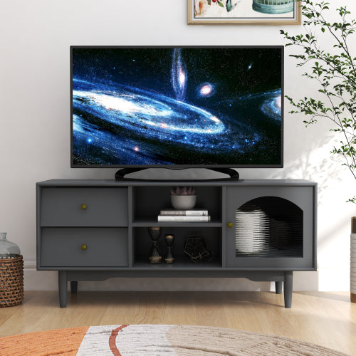 Sesslife Modern Minimalist TV Cabinet for 50 inch TV stand, TV & Media Furniture with Storage, Media Table for Living Room, Bedroom, White