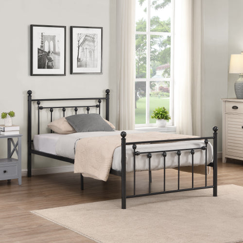 SESSLIFE Black Full Metal Bed Frame, High Metal Platform Bed w/ Wood Headboard, Adults Kids Modern Bed Frame, Mattress Foundation, No Box Spring Needed, Easy Assembly