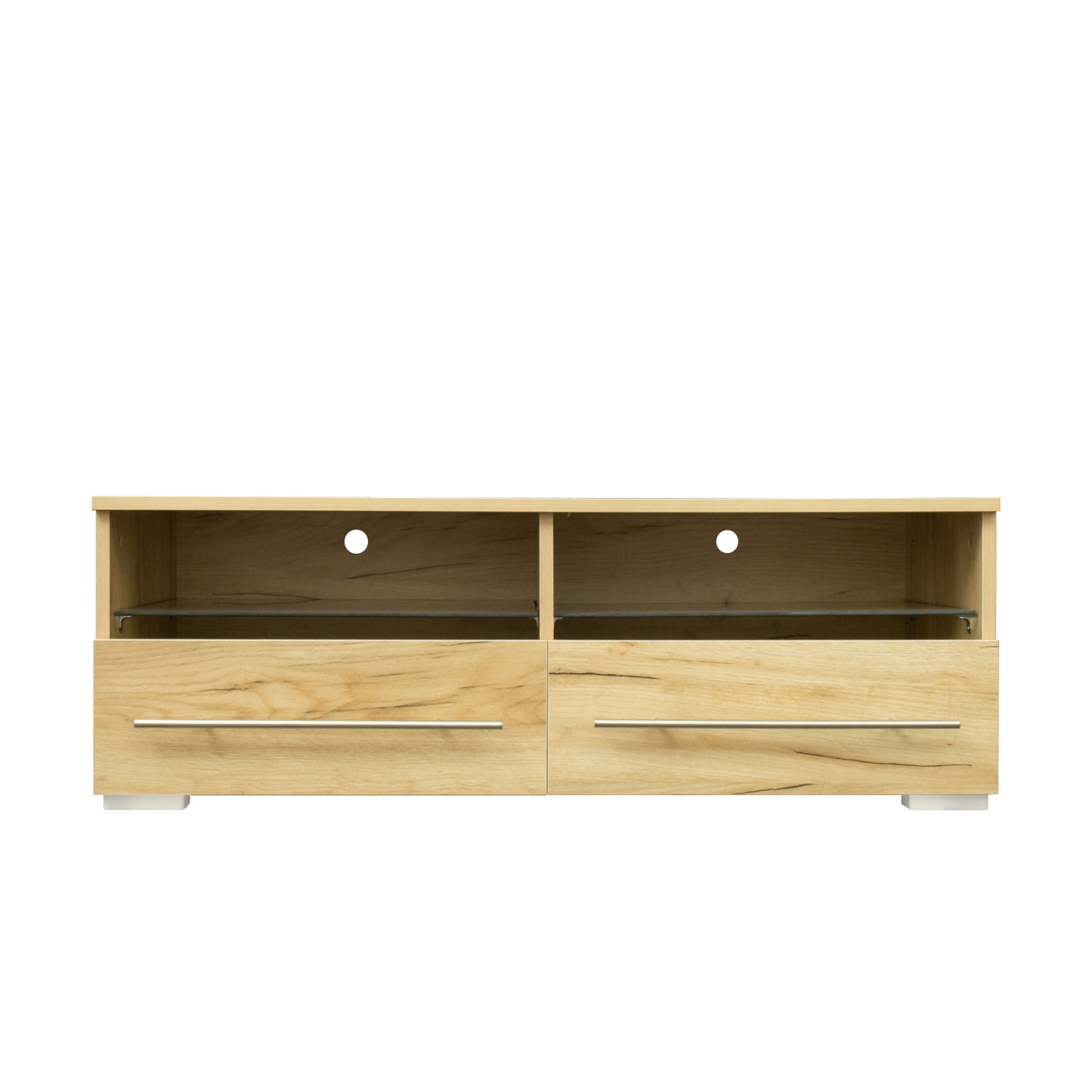 SESSLIFE LED TV Stand for UP 43 Inch TVs, Wooden Entertainment Center Combination TV Cabinet with 2 Storage Drawers, TV Console Stand Bookcase for Living Room Office