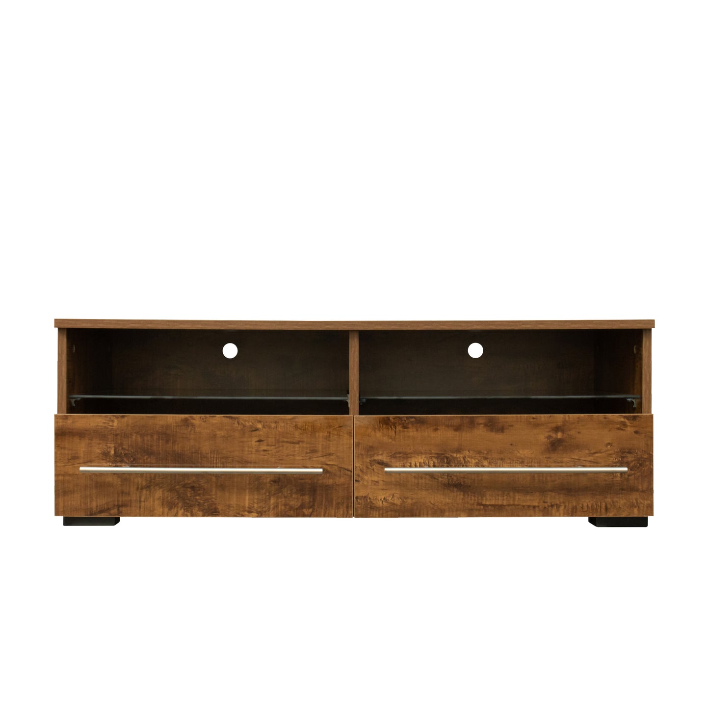 SESSLIFE LED TV Stand for UP 43 Inch TVs, Wooden Entertainment Center Combination TV Cabinet with 2 Storage Drawers, TV Console Stand Bookcase for Living Room Office
