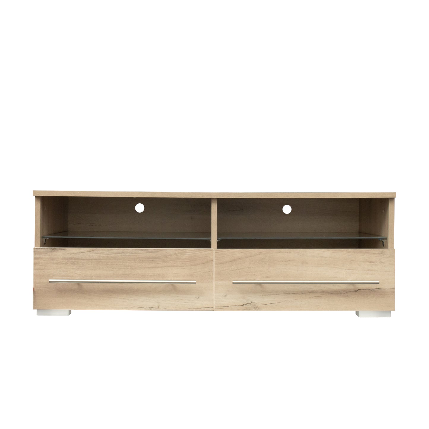 SESSLIFE LED TV Stand for UP 43 Inch TVs, Wooden Entertainment Center Combination TV Cabinet with 2 Storage Drawers, TV Console Stand Bookcase for Living Room Office