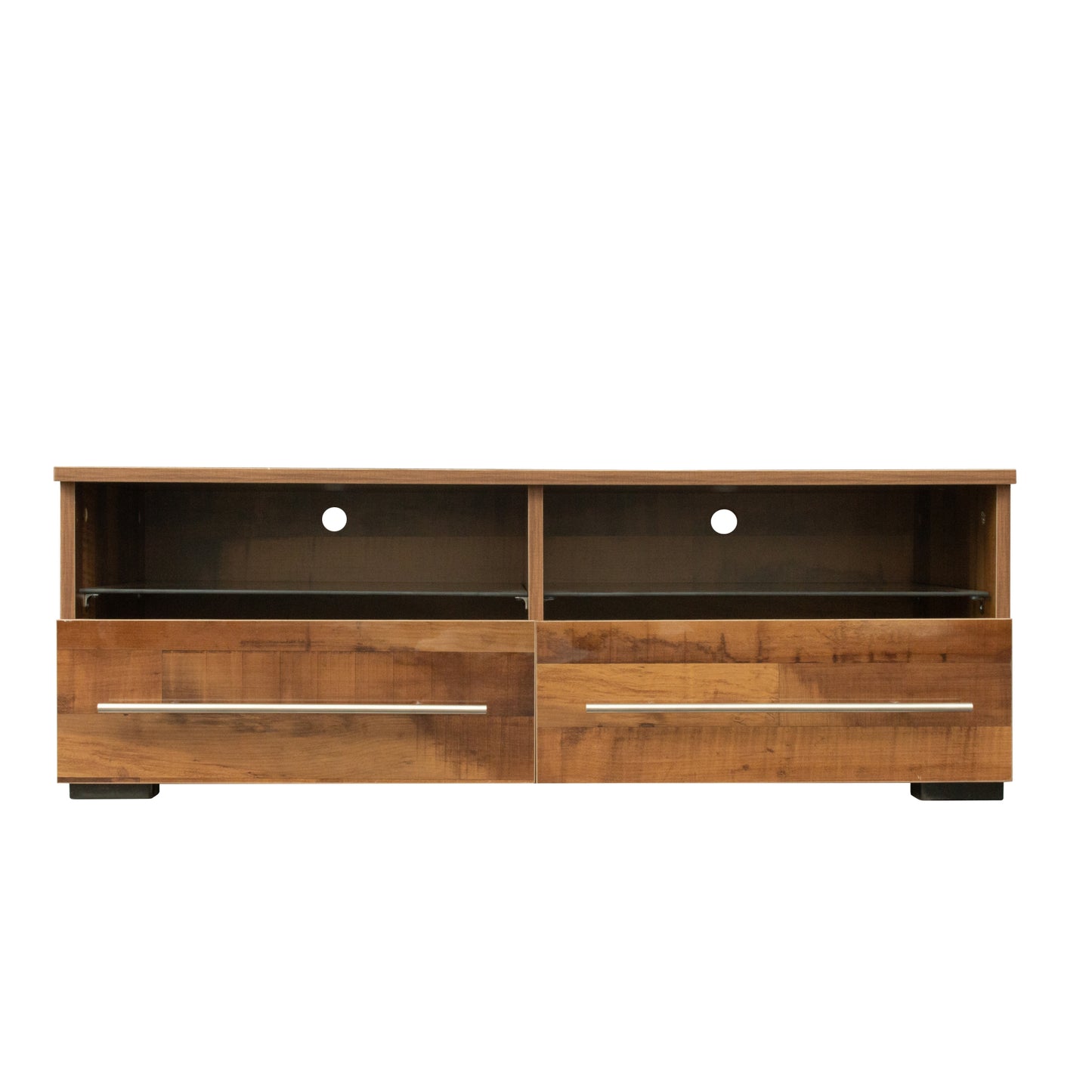 SESSLIFE LED TV Stand for UP 43 Inch TVs, Wooden Entertainment Center Combination TV Cabinet with 2 Storage Drawers, TV Console Stand Bookcase for Living Room Office