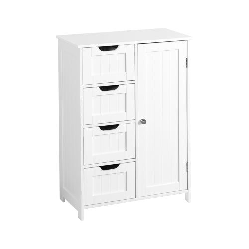 Sesslife Small Bathroom Floor Storage Cabinet, Free Standing Kitchen Cupboard Wooden Cabinet with 1 Door, White