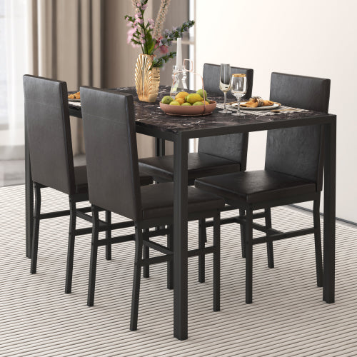 SESSLIFE 5 Pieces Dining Table Set, Dining Table Set for 4 for Dining Room, Breakfast Nook, Compact Space, Kitchen Table Set with Foldable Table and 4 Wood Chairs